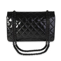 Chanel So Black Patent Crinkled Calfskin Reissue 2.55 225 Double Flap Bag