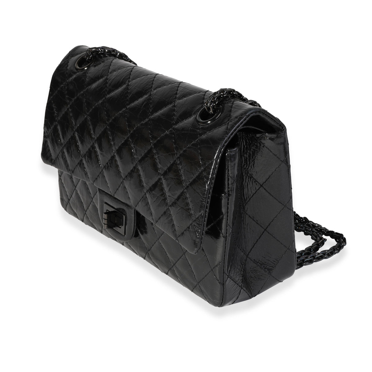 Chanel So Black Patent Crinkled Calfskin Reissue 2.55 225 Double Flap Bag, myGemma, QA