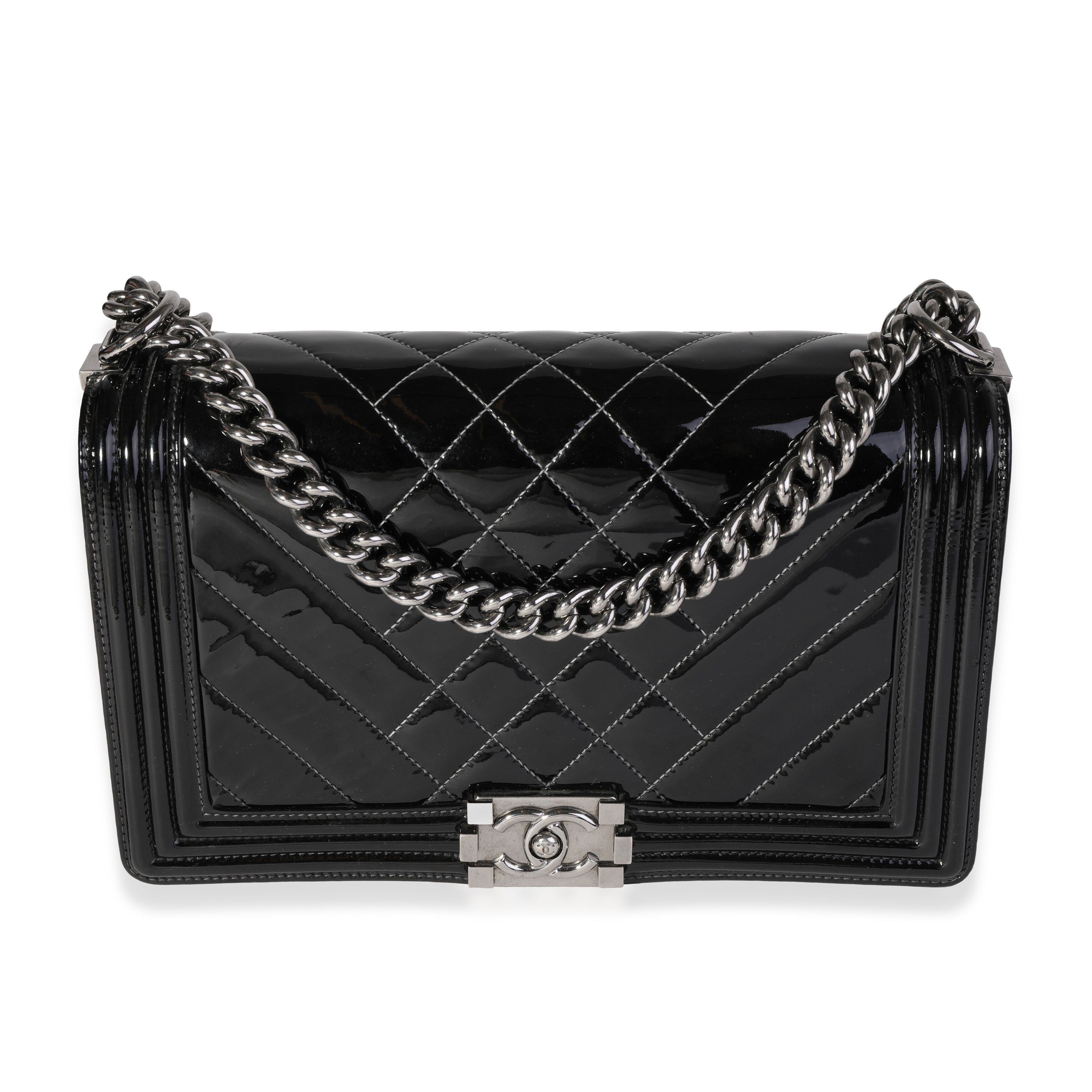 Chanel Black Quilted Patent Leather New Medium Boy Bag, myGemma, IT