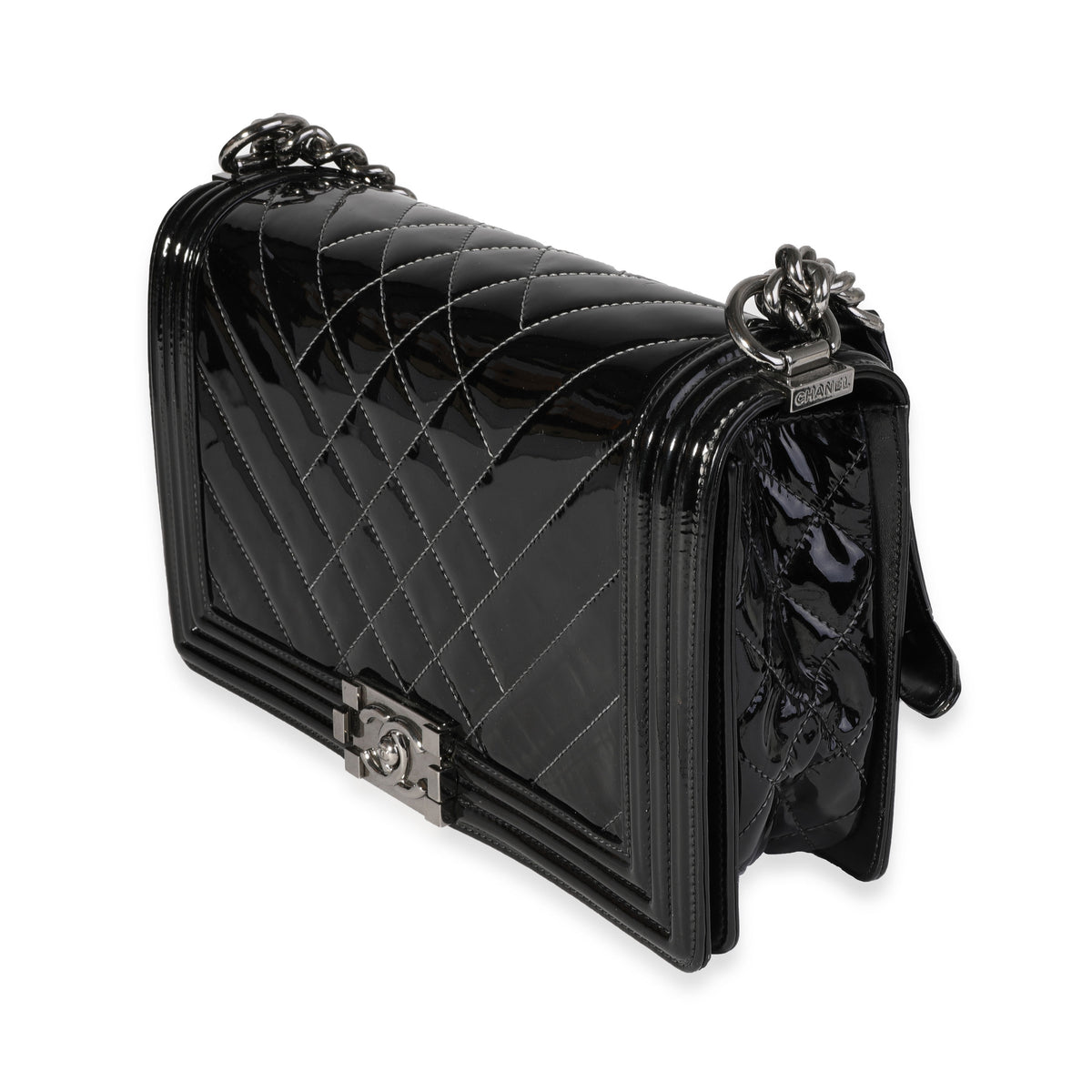 Chanel Blue Quilted Patent Leather Medium Boy Bag Silver Hardware,  2014-2015 Available For Immediate Sale At Sotheby's