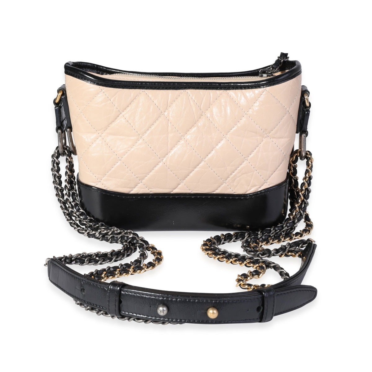 Chanel Gabrielle Quilted Aged calf leather Beige Black Hobo Bag Multiple  colors ref.783177 - Joli Closet