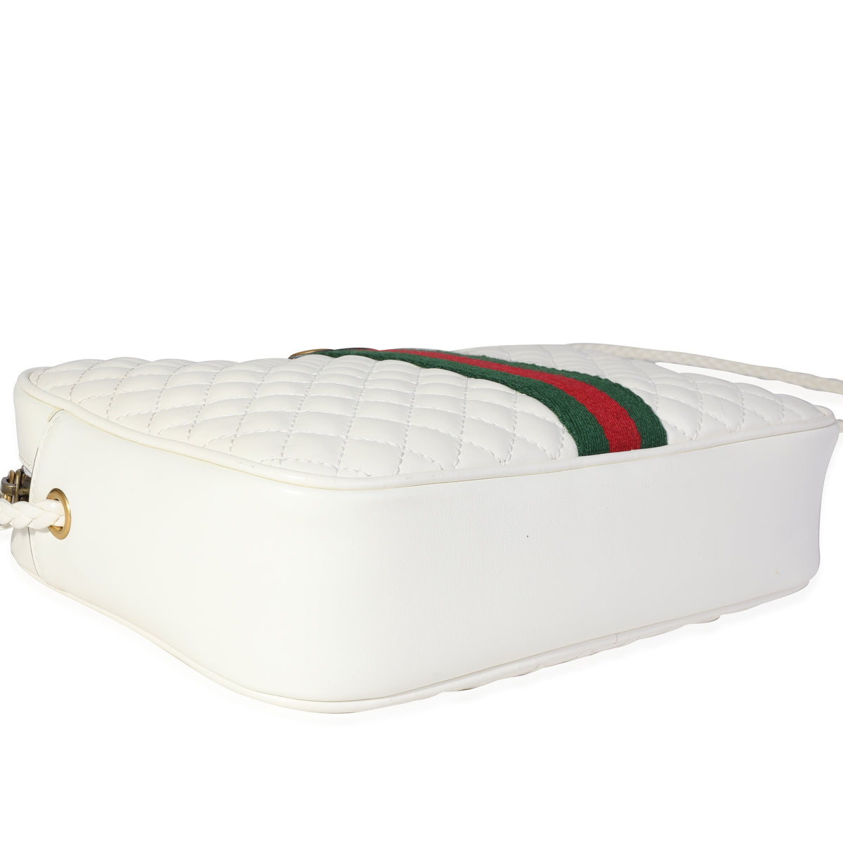 Gucci White Quilted Leather & Web Trapuntata Crossbody