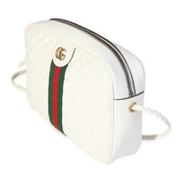 Gucci White Quilted Leather & Web Trapuntata Crossbody