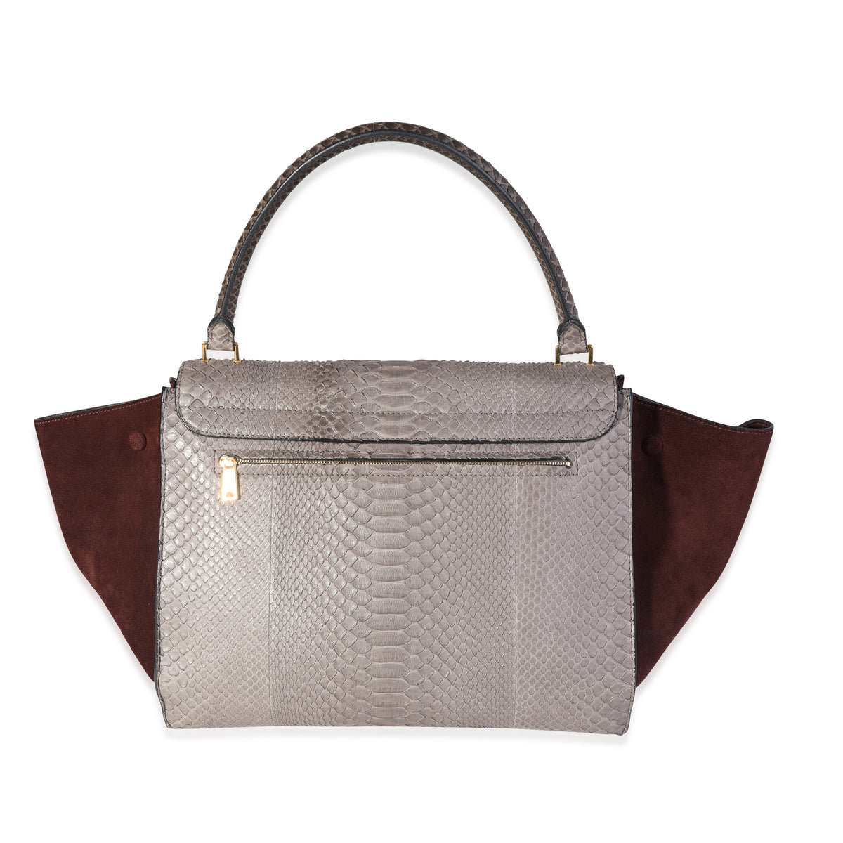 Celine Gray Python Burgundy Suede Medium Trapeze Bag myGemma