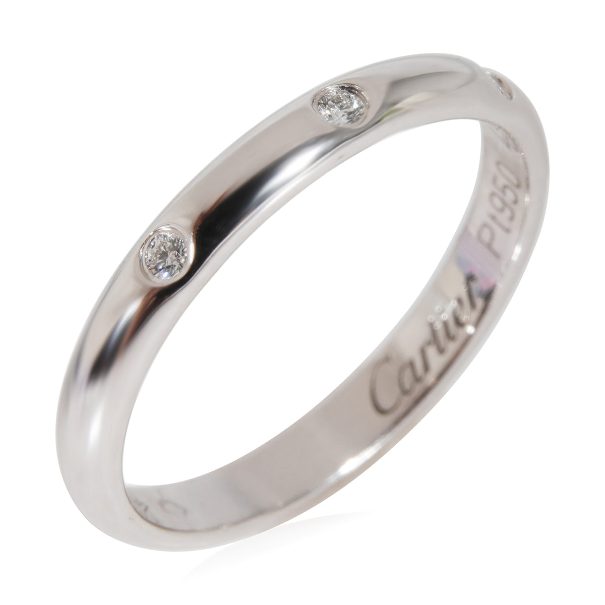 Cartier 1895 3 Diamond Wedding Band in Platinum 0.03 Ctw