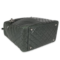 Chanel Olive Green Chevron Quilted Lambskin Surpique Tote