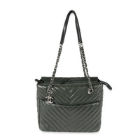 Chanel Olive Green Chevron Quilted Lambskin Surpique Tote