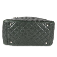 Chanel Olive Green Chevron Quilted Lambskin Surpique Tote