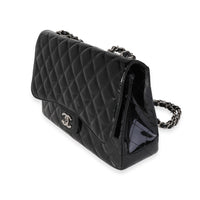 Chanel Black Quilted Patent Leather Jumbo Classic Single Flap Bag