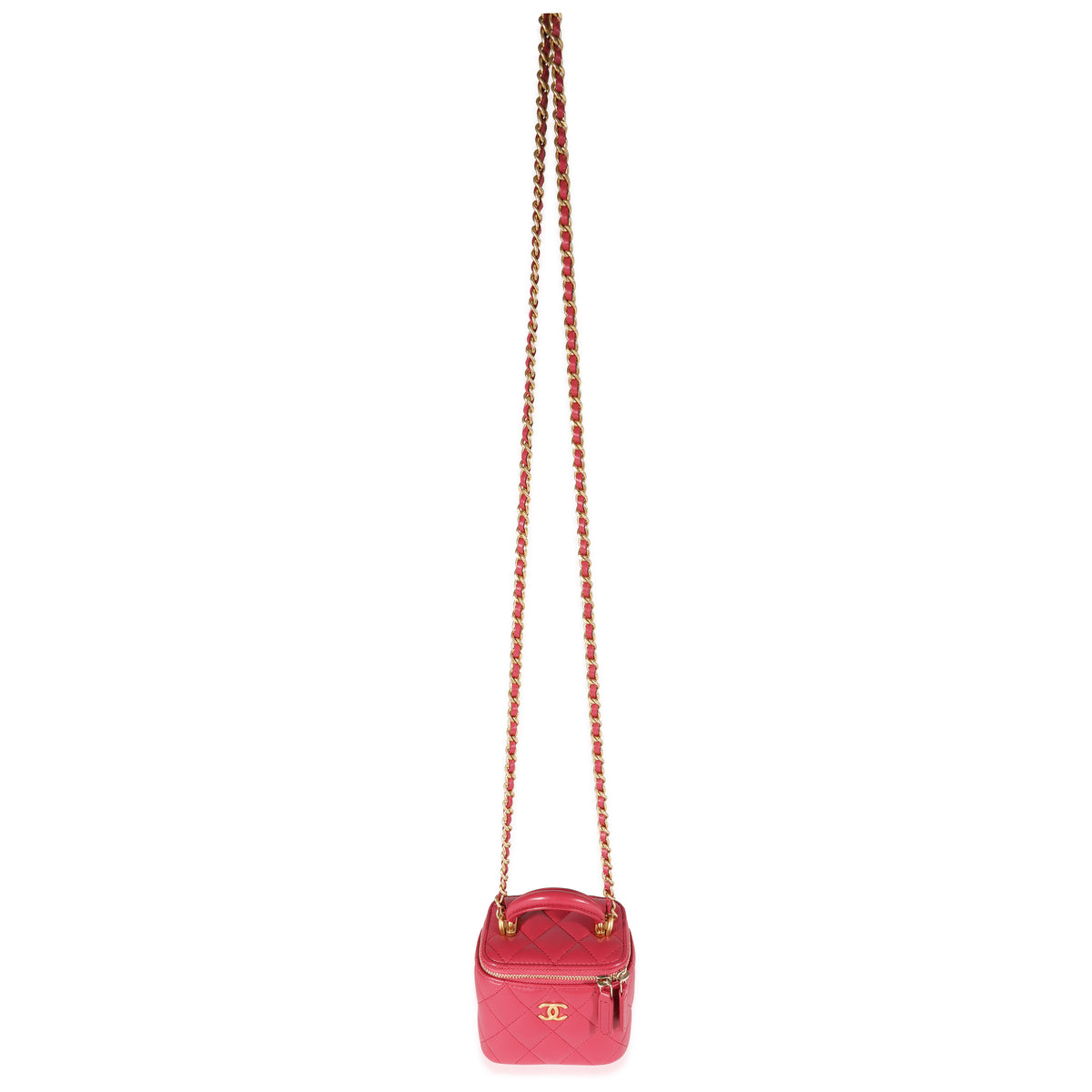 Chanel Raspberry Quilted Lambskin Mini Vanity Case with Chain