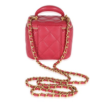 Chanel Raspberry Quilted Lambskin Mini Vanity Case with Chain