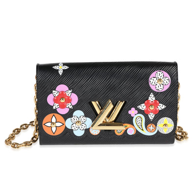 Louis Vuitton Black Blooming Flowers Epi Twist Chain Wallet