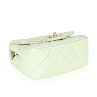 Chanel Mint Green Quilted Lambskin Square Mini Pearl Crush Bag