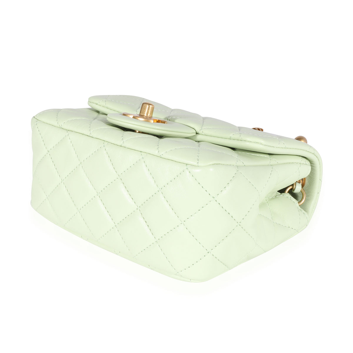 CHANEL Lambskin Quilted Mini Square Flap Green 1311561