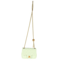 Chanel Mint Green Quilted Lambskin Square Mini Pearl Crush Bag