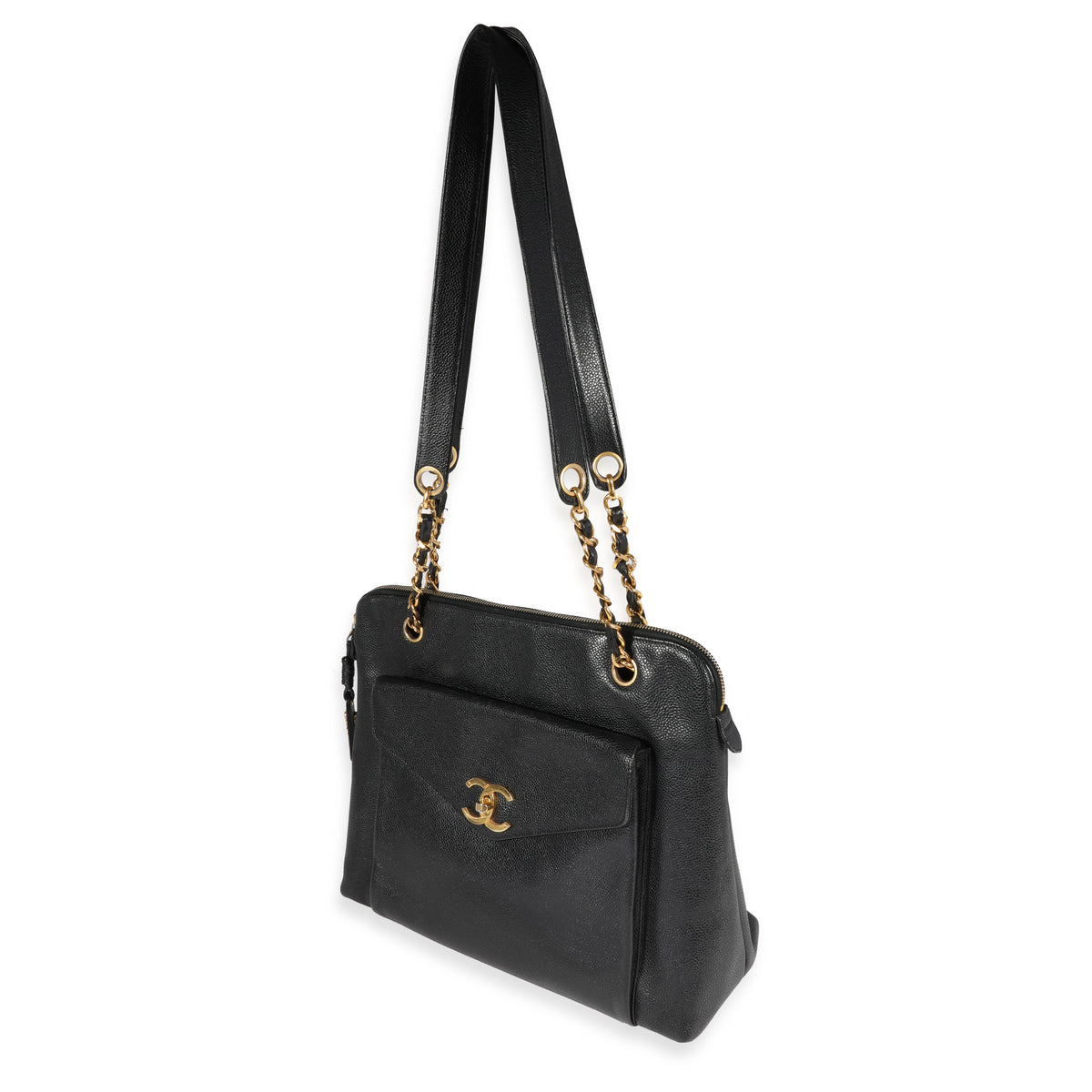 Chanel Vintage Black Caviar CC Shoulder Bag