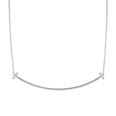 Tiffany & Co. T Smile Diamond Necklace in 18k White Gold 0.19 CTW