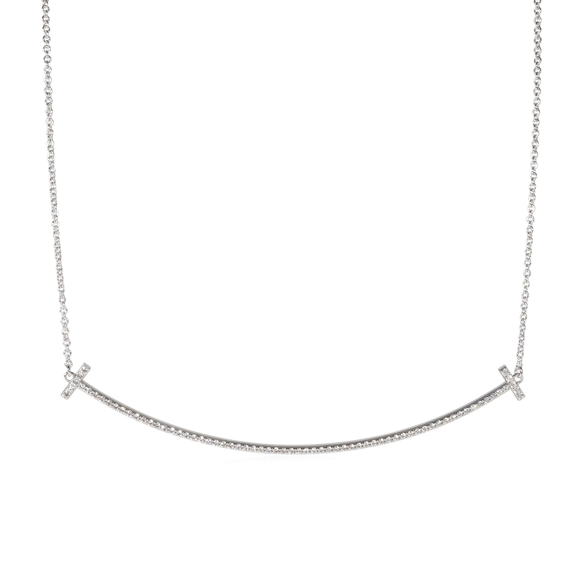 Tiffany & Co. T Smile Diamond Necklace in 18k White Gold 0.19 CTW