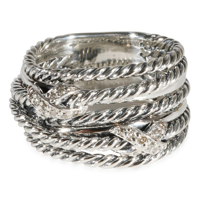 David Yurman Diamond X Crossover Collection Ring in 925 Sterling Silver 0.11 CTW