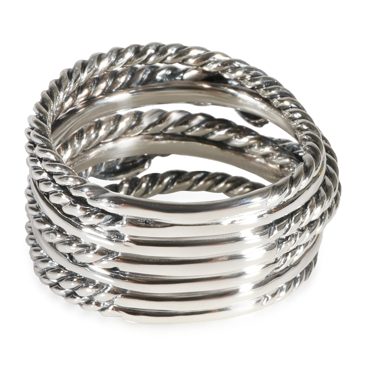 David Yurman Diamond X Crossover Collection Ring in 925 Sterling Silver 0.11 CTW