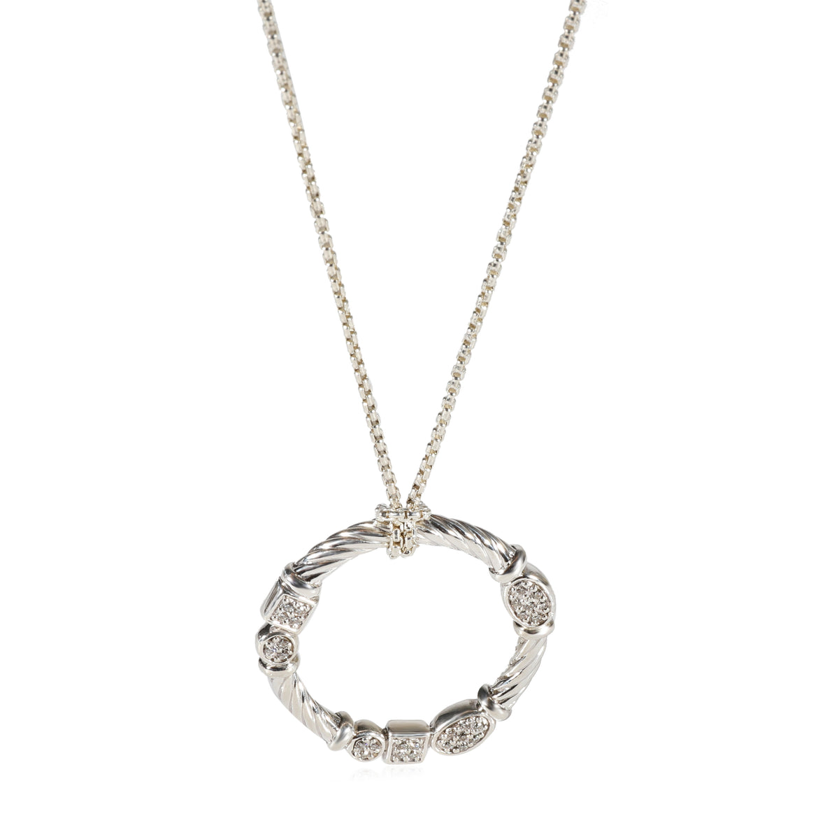 David Yurman Confetti Diamond Circle Pendant in 925 Sterling Silver 0.14 CTW