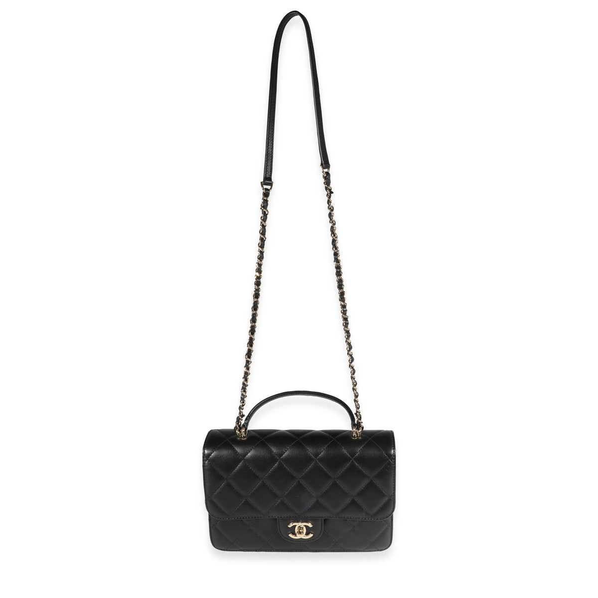 Chanel Black Quilted Lambskin Coco Lady Top Handle Flap Bag, myGemma