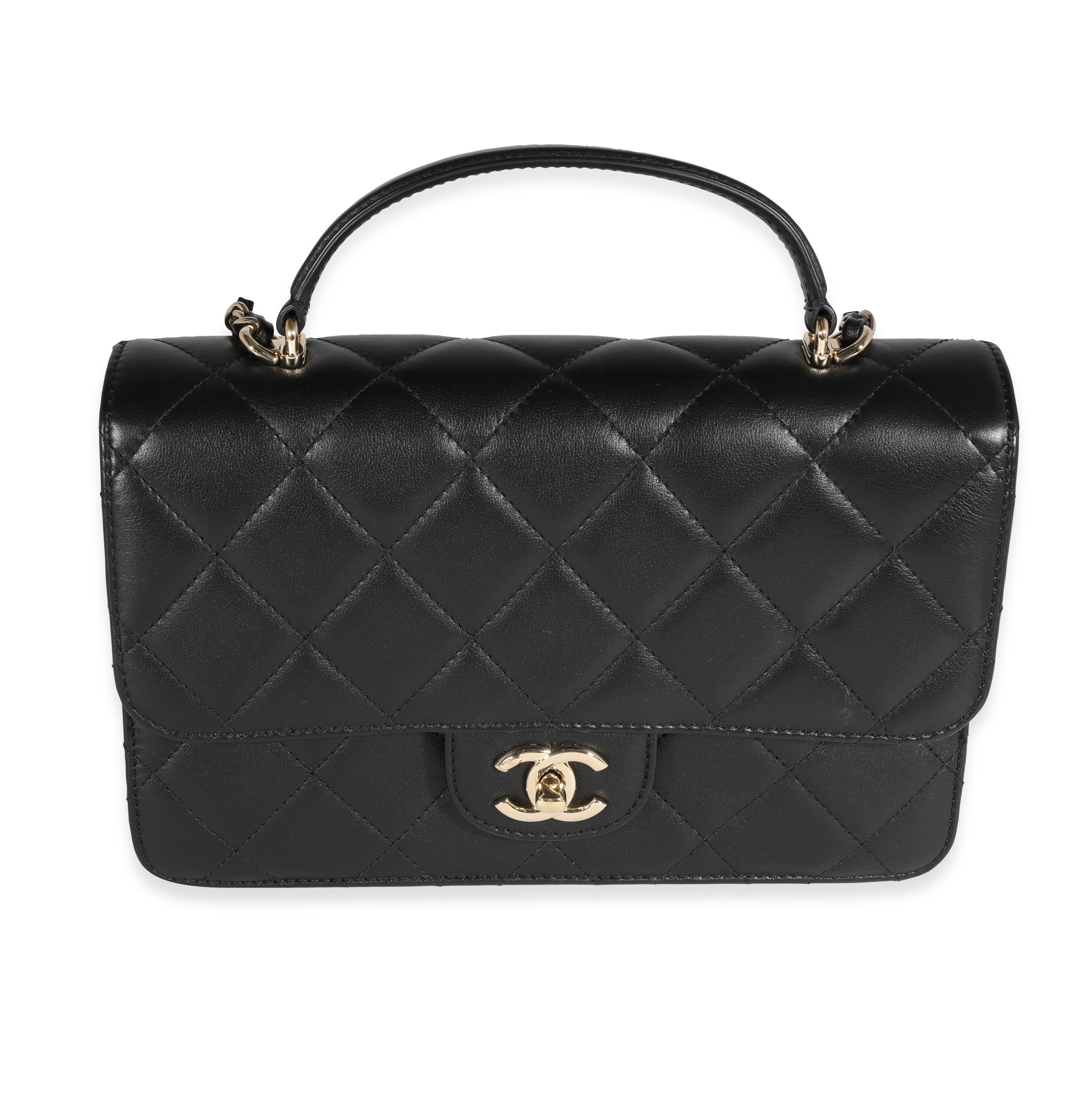 CHANEL Lambskin Quilted Coco Luxe Top Handle Flap White 464493
