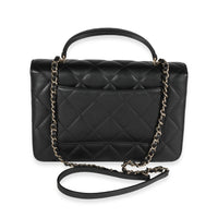 Chanel Black Quilted Lambskin Coco Lady Top Handle Flap Bag