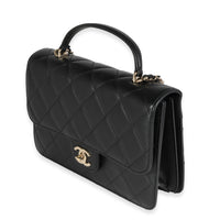 Chanel Black Quilted Lambskin Coco Lady Top Handle Flap Bag