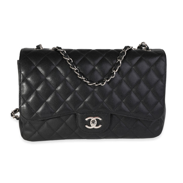 Chanel Black Quilted Caviar Jumbo Classic Single Flap Bag, myGemma, SG