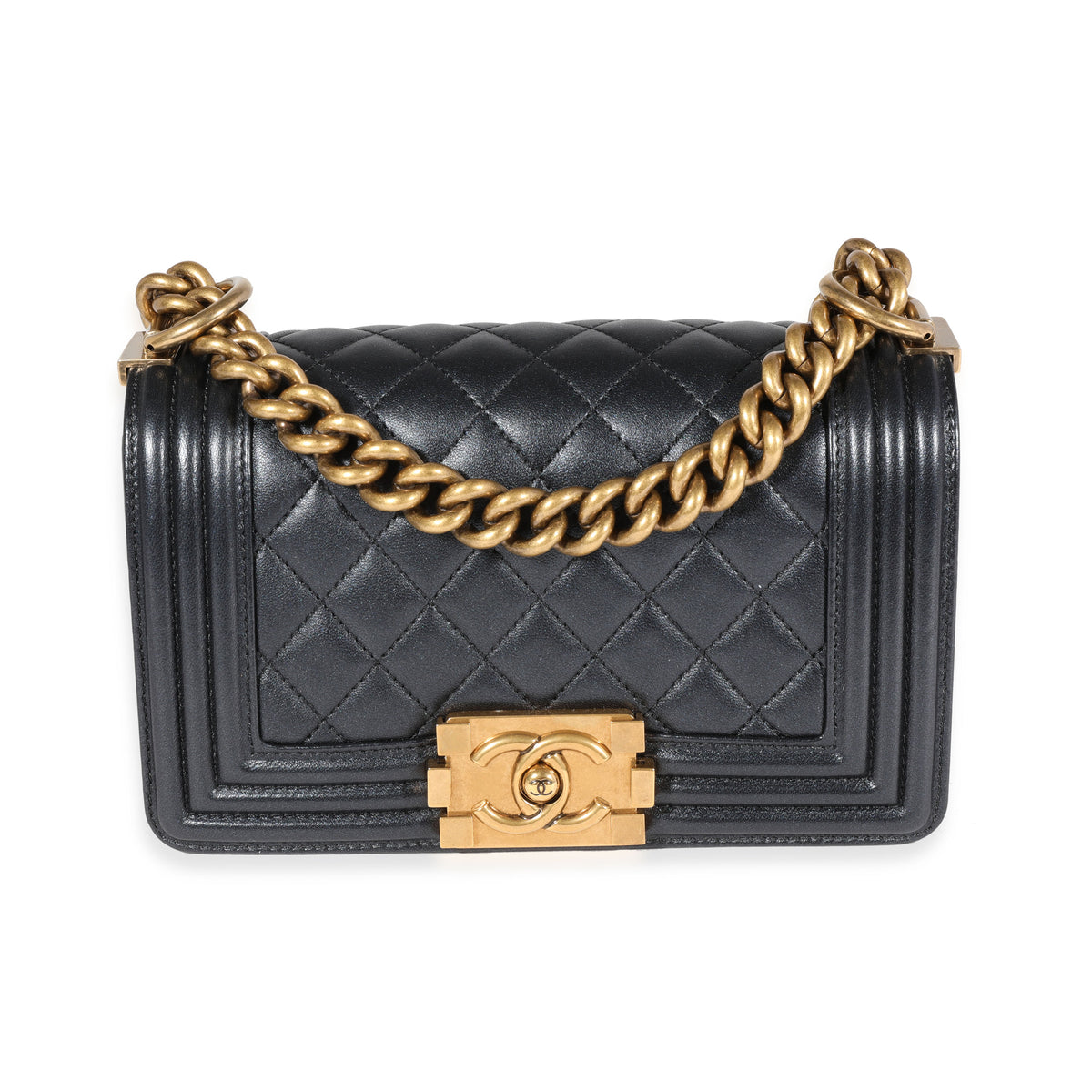 Chanel Mini 22 Bag Black Calfskin and Pearl Antique Gold Hardware in 2023