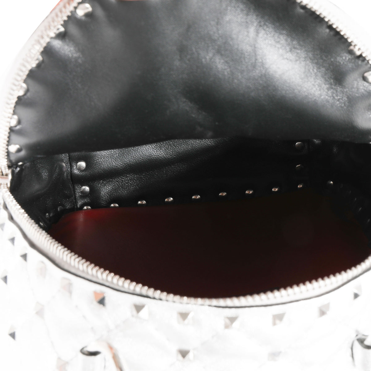 Valentino Metallic Silver Leather Rockstud Spike Mini Backpack | myGemma