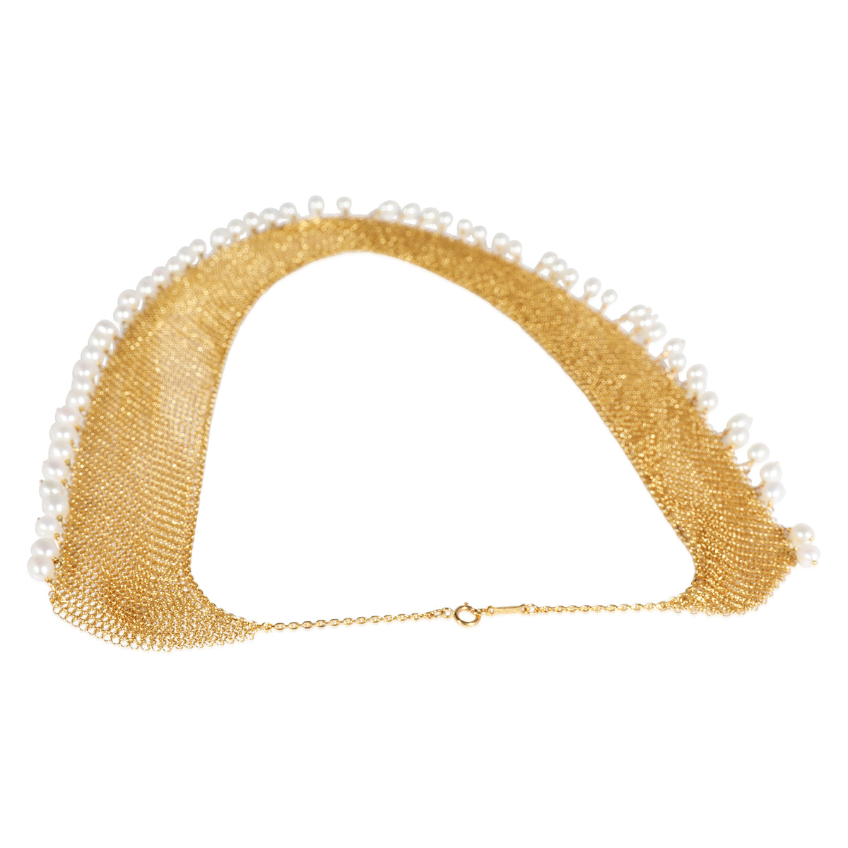 Tiffany & Co. Elsa Peretti Pearl Mesh Collar Necklace in 18k Yellow Gold