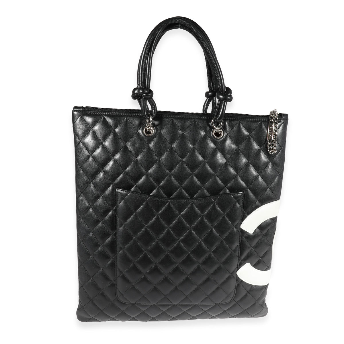 Black Quilted Lambskin Ligne Cambon Tote