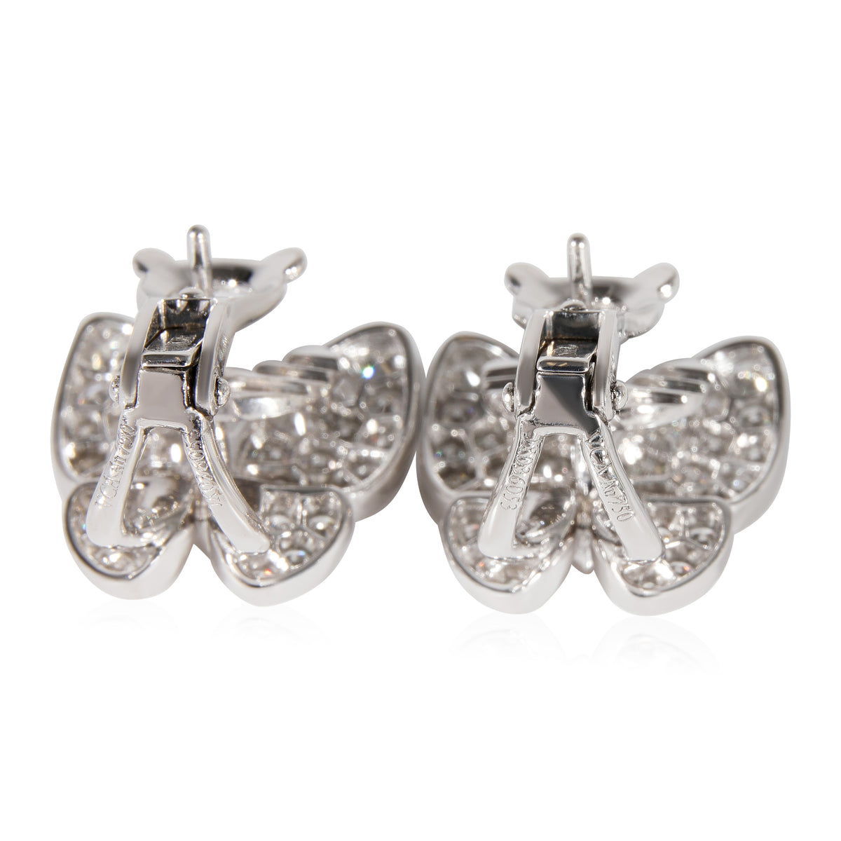 Van Cleef & Arpels Two Butterfly Diamond Earrings in 18k White Gold 1.67 CTW