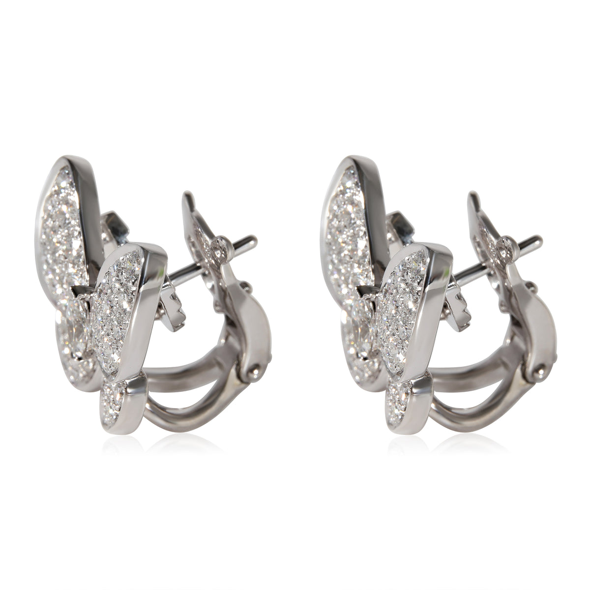 Van Cleef & Arpels Two Butterfly Diamond Earrings in 18k White Gold 1.67 CTW