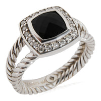 David Yurman Albion Onyx Diamond Fashion Ring in Sterling Silver Black 0.17 CTW