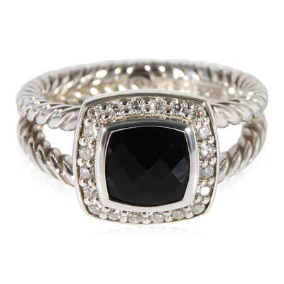 David Yurman Albion Onyx Diamond Fashion Ring in Sterling Silver Black 0.17 CTW