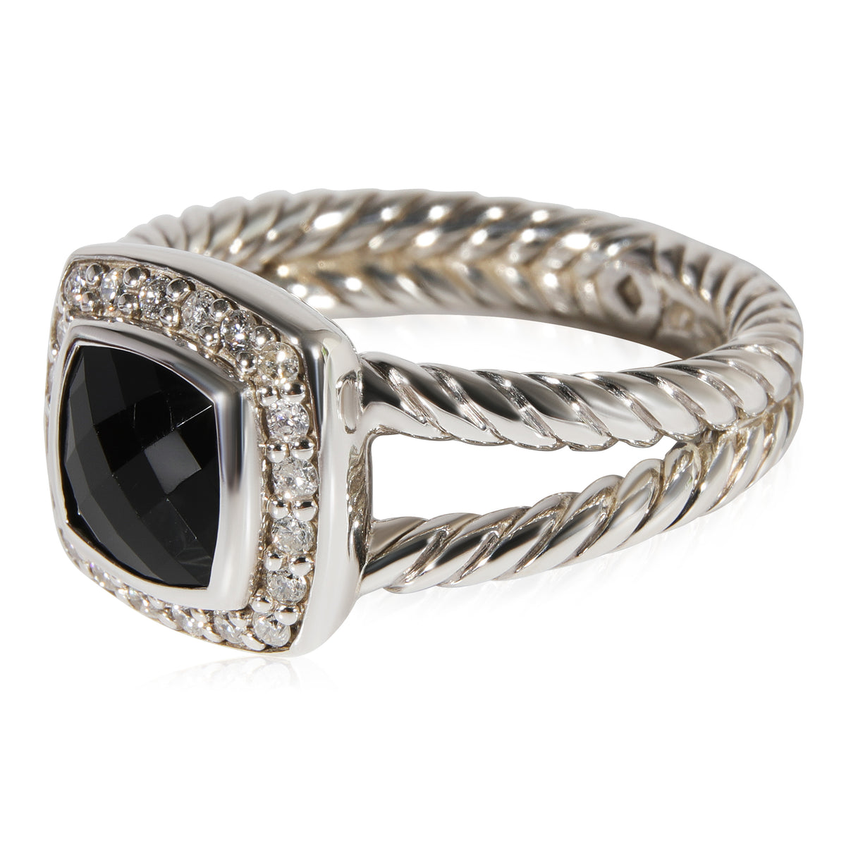 David Yurman Albion Onyx Diamond Fashion Ring in Sterling Silver Black 0.17 CTW