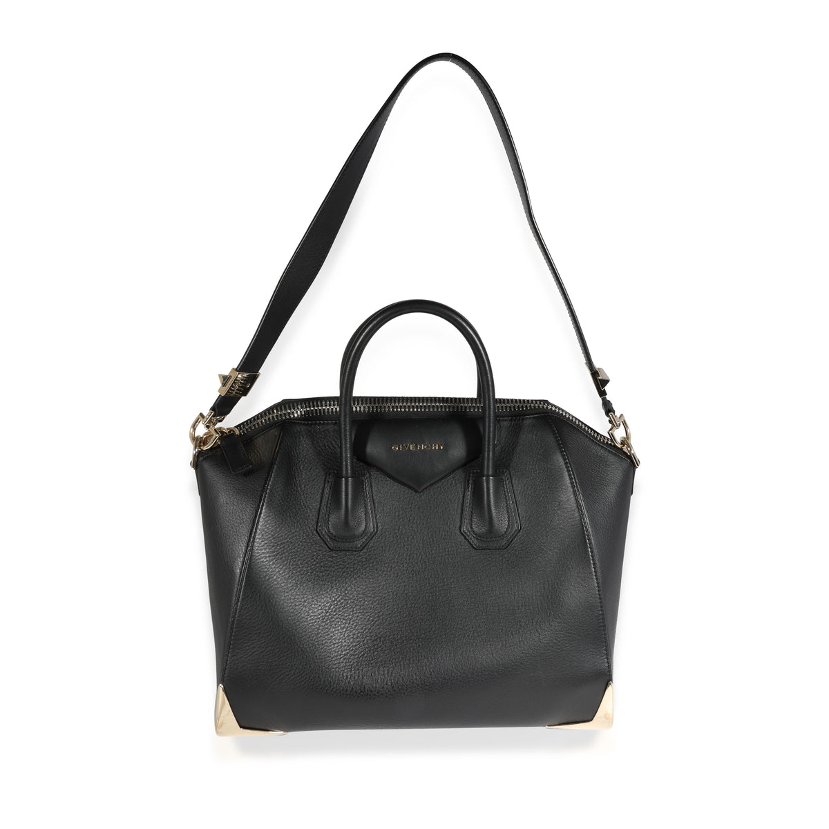 Givenchy Black Grained Leather Metal Edge Large Antigona Bag