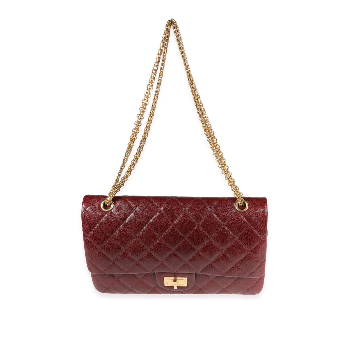 Chanel Burgundy Quilted Caviar Reissue 2.55 227 Double Flap Bag