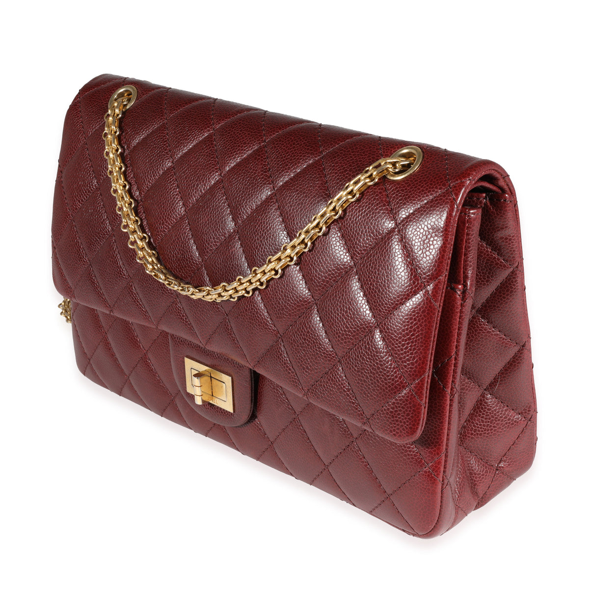 Chanel 2.55 Reissue Double Flap Patent Leather Shoulder Bag Maroon