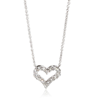 Platinum Tiffany & Co. Diamond Mini Open Heart Pendant 0.25 CTW