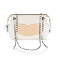 Chanel White & Beige Quilted Calfskin Flap Bag