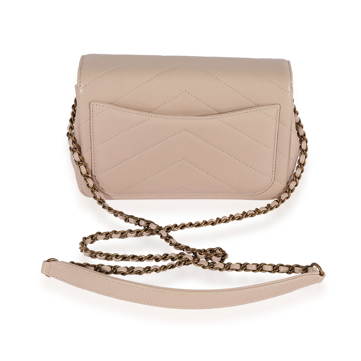 Chanel Beige Chevron Leather Mini Coco Envelope Flap Bag