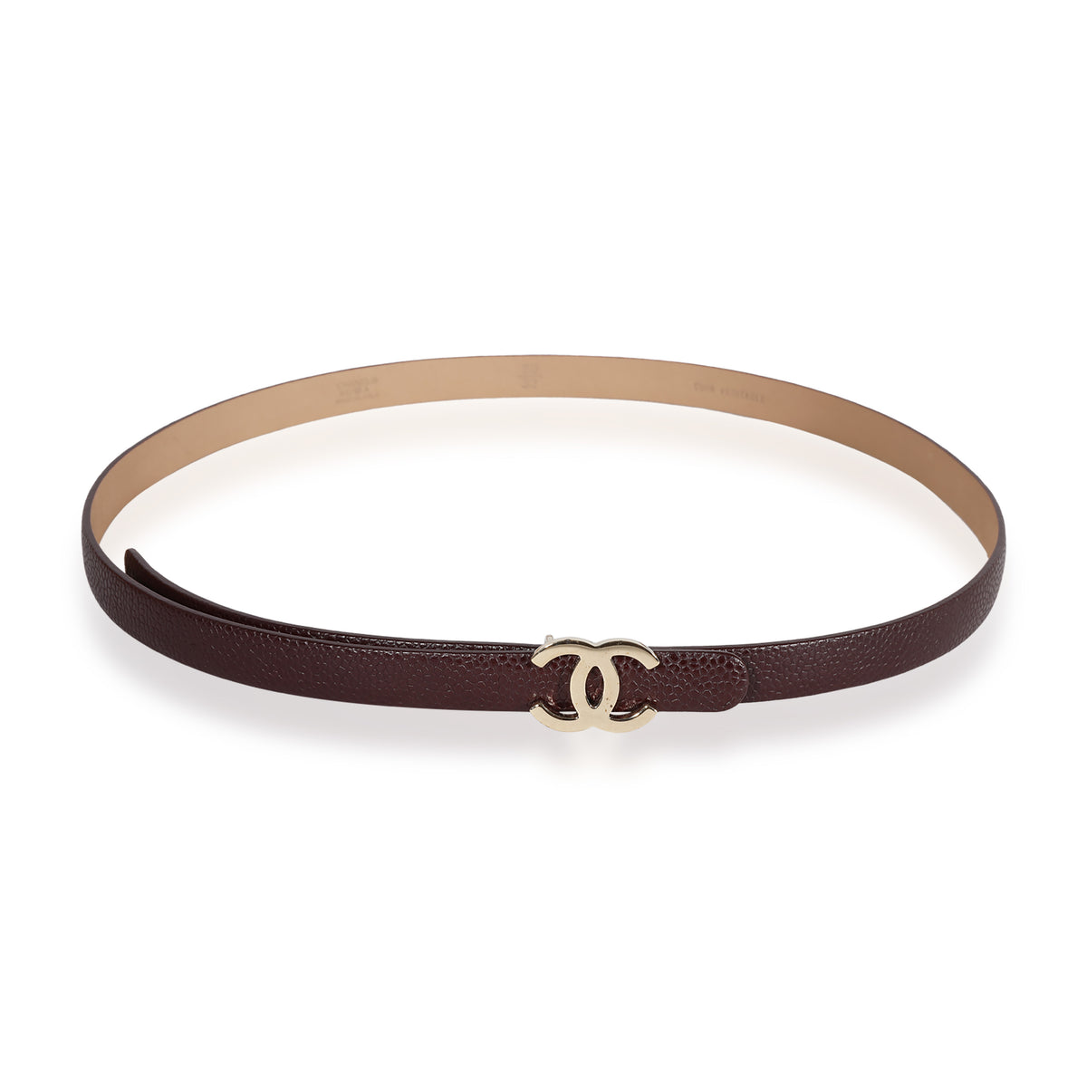 Chanel Burgundy Caviar Leather Thin CC Belt | myGemma | Item #121889 Chanel Burgundy Caviar Leather Thin CC Belt | myGemma | Item #121889