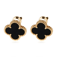 Van Cleef & Arpels Alhambra Onyx Earrings in 18K Yellow Gold