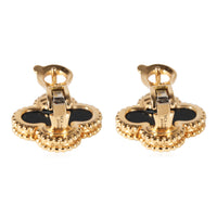 Van Cleef & Arpels Alhambra Onyx Earrings in 18K Yellow Gold