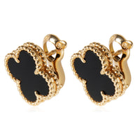 Van Cleef & Arpels Alhambra Onyx Earrings in 18K Yellow Gold