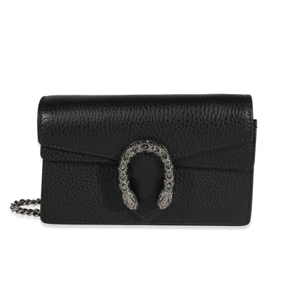 Gucci Black Grained Calfskin Super Mini Dionysus Bag